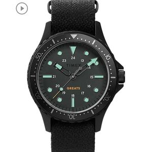 Timex X Greats Navi Black 41mm Fabric Strap Watch Stainless Steel
